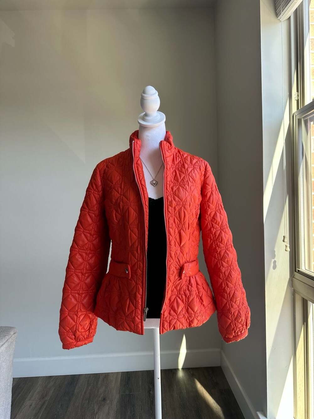 Nine West Orange Quilted Jacket β Size M β Full Zip